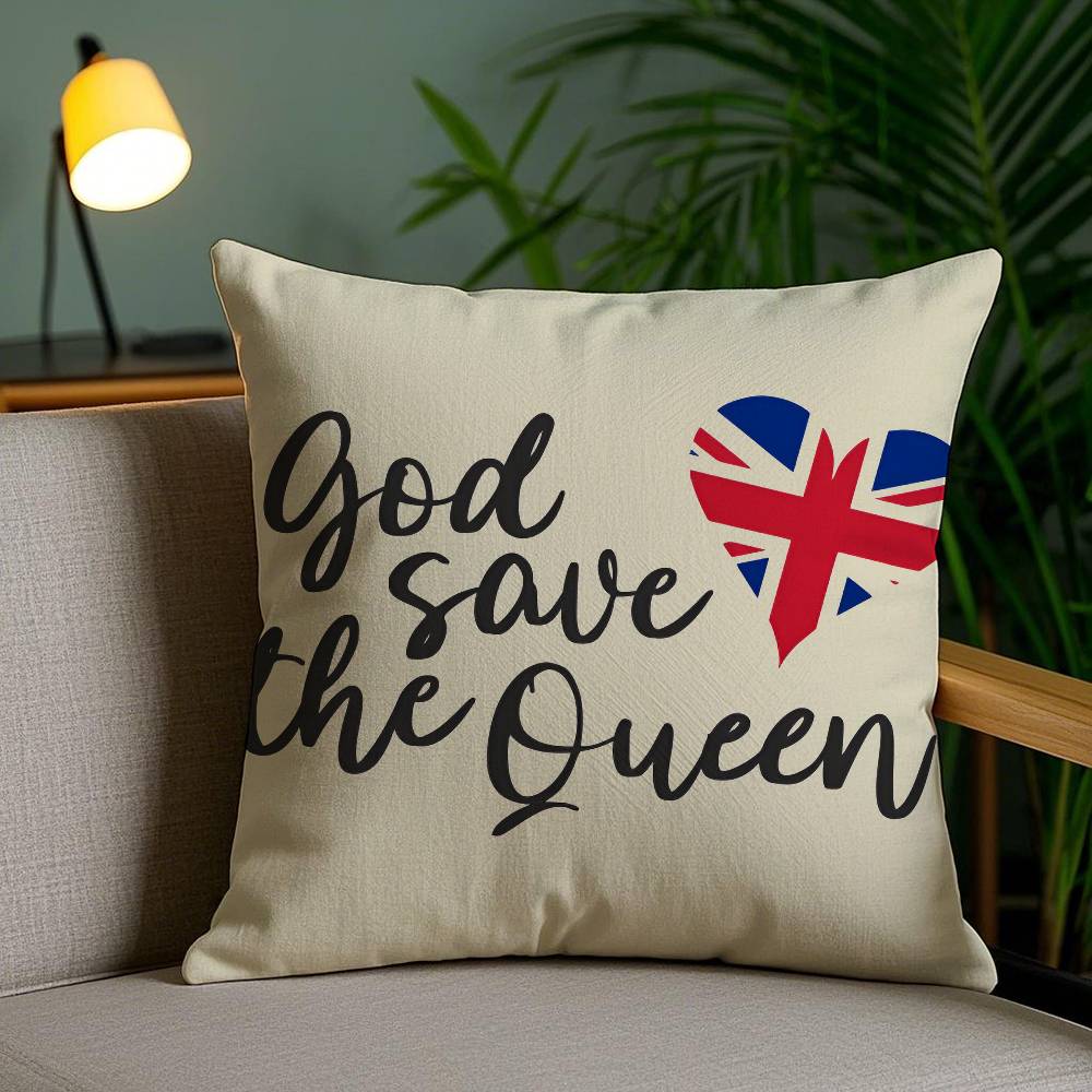 Luxurious Design Save The Queen-A Pillow Case Anti-dustmite Pillowcase Invisible zipper silky short plush Sofa cushion cover