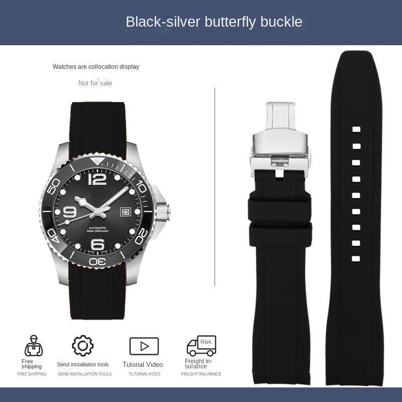 Резиновый силиконовый ремешок для Citizen Tissot Seiko Rolex с изогнутым концом, спортивный водонепроницаемый ремешок для часов, оранжевый браслет 18/19/20/21/22 мм