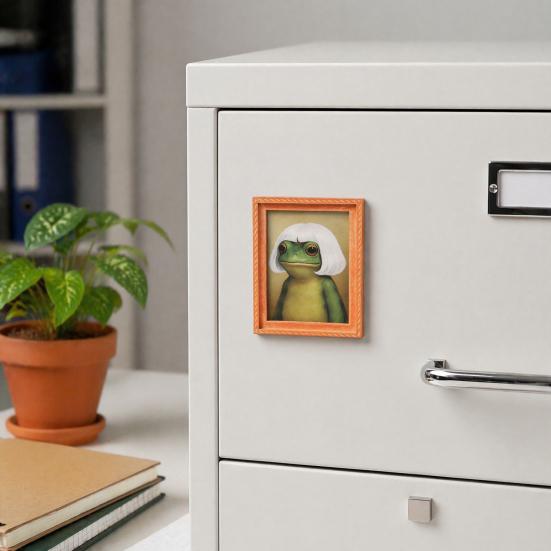 Office Whiteboard Magnet Abstract Frog Refrigerator Magnet, Framed Hairstyle Fridge Decor Home Kitchen Decoration Party Favors Collectible