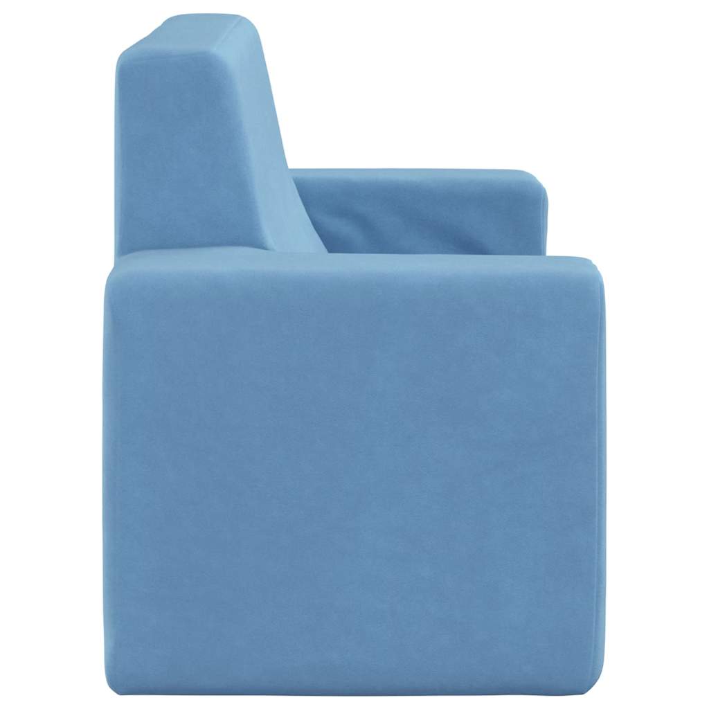 Kids Sofa 2 Seater Blue Soft Plush