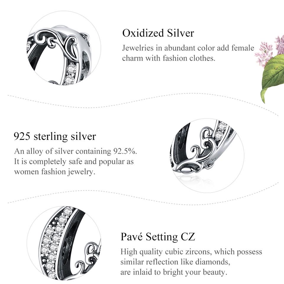 BAMOER, настоящее серебро 925 пробы, счастливый номер 9, бусины с цирконами и рельефами, подходят для оригинального браслета