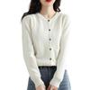 Women Knitted Sweater Coat Round Neck Long Sleeve Single Breasted Solid Color Knitting Cardigan Daily Wear