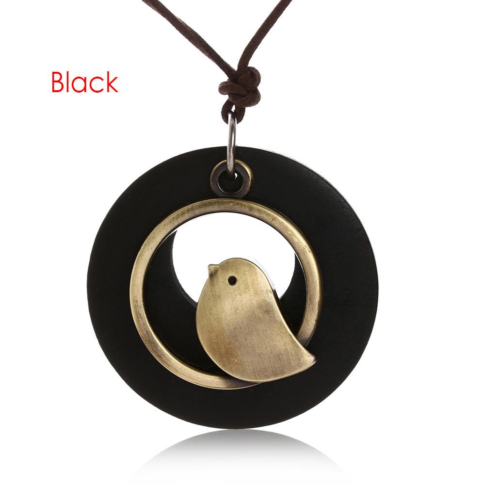 Jewelry Handmade Bohemia Wooden Necklace Velvet Chain Bird Pendant