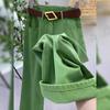 Elegant Wide-Leg Green Plus Size Denim Jeans for Women Loose High-Waisted Green Pants