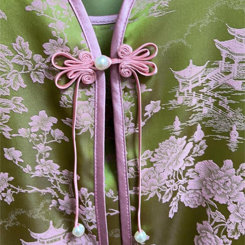 Ручная плетеная пуговица-кисточка с жемчугом в китайском стиле, застежка для ципао, декоративная пуговица с бусинами для декора ушей кролика и длинного хвоста