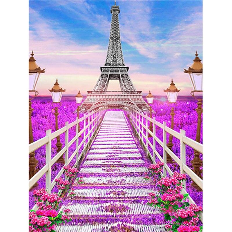 5D DIY Алмазная картина Пейзаж Вышивка крестиком Эйфелева башня Полный круглый дрель Алмазная художественная вышивка Распродажа Украшение дома