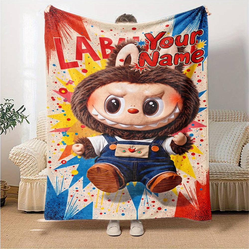 Labubu Personalized Name Blanket Multi-purpose Personalized Blanket Ultra-Soft Suitable for Picnics Bedding Nap Seaside Four Seasons Universal