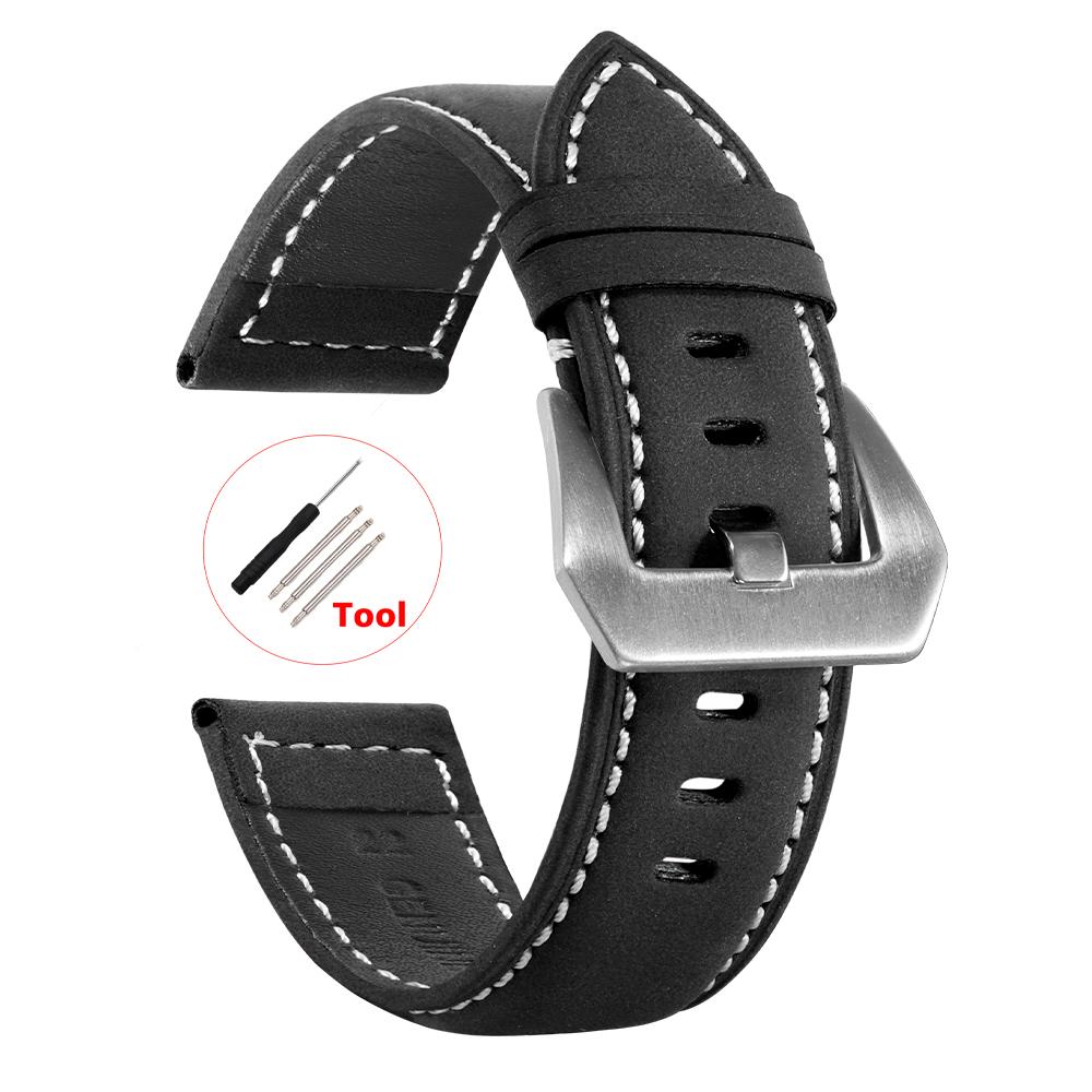 Ремешок для часов 18 мм, 20 мм, 22 мм, 24 мм, винтажный ремешок из натуральной кожи из натуральной кожи для часов Huawei Watch Gt2/3, ретро-ремешок для мужчин и женщин, сменные браслеты
