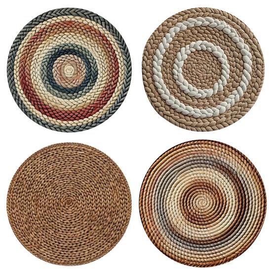 Подставка под тарелку Утолщенный Круглый Дизайн Богемный Стиль Подставка под тарелку Теплоизоляция Маслостойкий Коврик для стола Усиленный Шов Подставка под тарелку Обеденный Декор