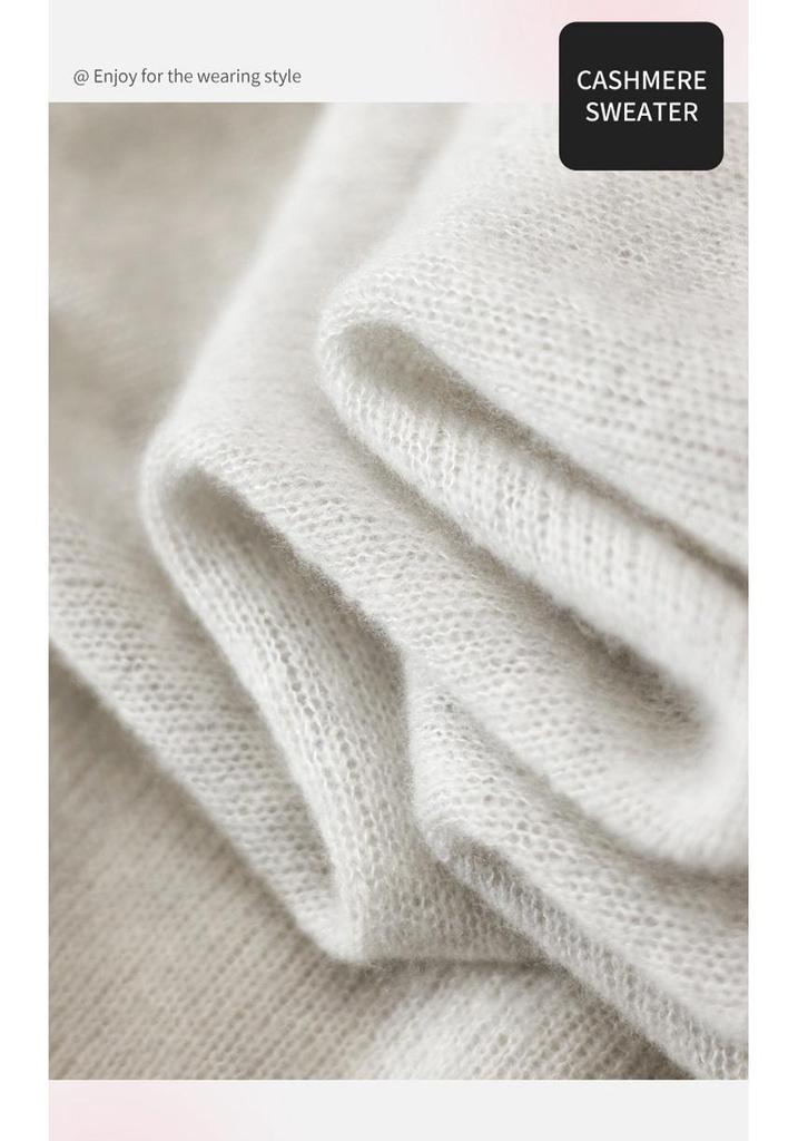 Cashmere Mulberry Silk Korean Style Crew Neck Short-Sleeved Loose Sweater for Spring and Autumn