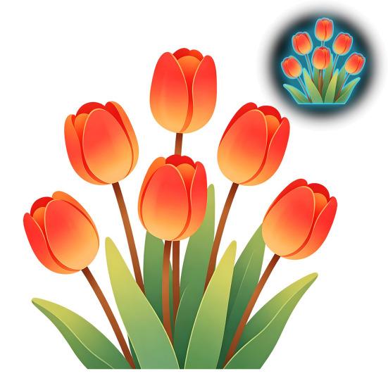 Light Switch Decal Glow-in-the-Dark Tulip Sticker, Waterproof Floral Wall Decoration Decal, Peel Bedroom and Stick Sticker for Living Room Removable