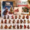 Holiday Countdown Box Advent Calendar with 24 Animal Hanging Decors, Day Decorative Ornaments for Christmas Thanksgiving, Acrylic Ornament Gift