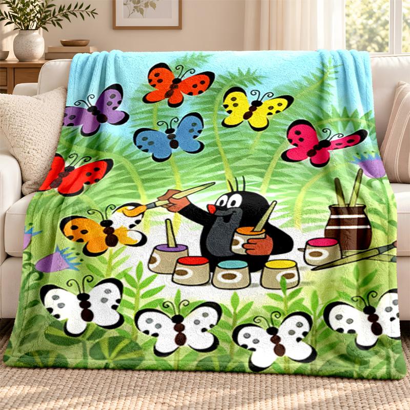 Cartoon Mole blanket Flannel Blanket Soft Cozy Plush Throw for Sofa Bed Lightweight Home Decoration Outdoor camping