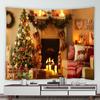 Украшение рождественской елки камин с принтом гобелен для дома, гостиной, общежития, настенный декор, тканевый гобелен