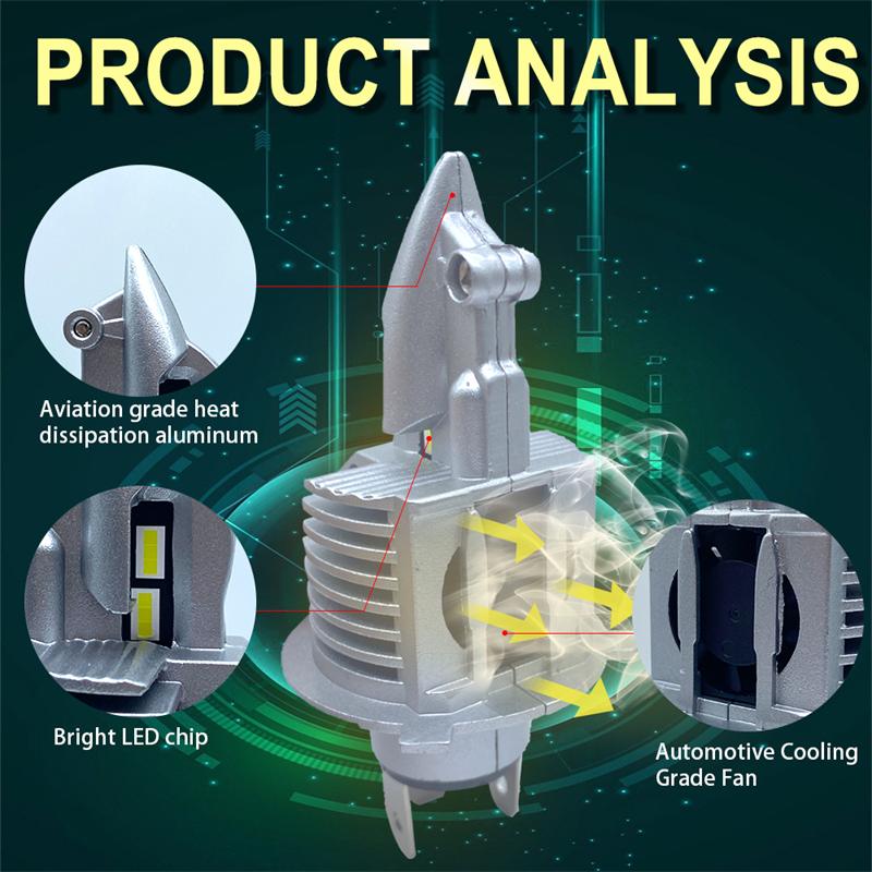 1 шт. светодиодные фары H4 9003 HB2 12 В лампы для светодиодных автомобильных ламп диодные дальний свет ближний свет авто класс чипы LM