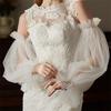Long Wedding False Sleeve Lace Semi Sheer Puffy Sleeves Tulle False Sleeves Elegant Detachable Sleeve For Wedding Opera Party Bridal Dress Accessories