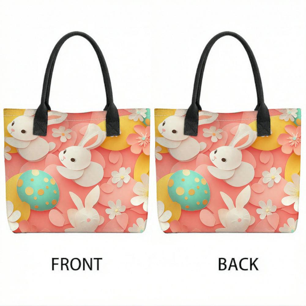 Cute Rabbit Print Tote Bag Fashion Large Capacity Casual Shoulder Bag for Daily Use