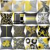 Nordic Decorative Cushion Cover Yellow Gray Floral Geometric Pillow Covers Throw Pillows Polyester Single Side Print Pillowcases