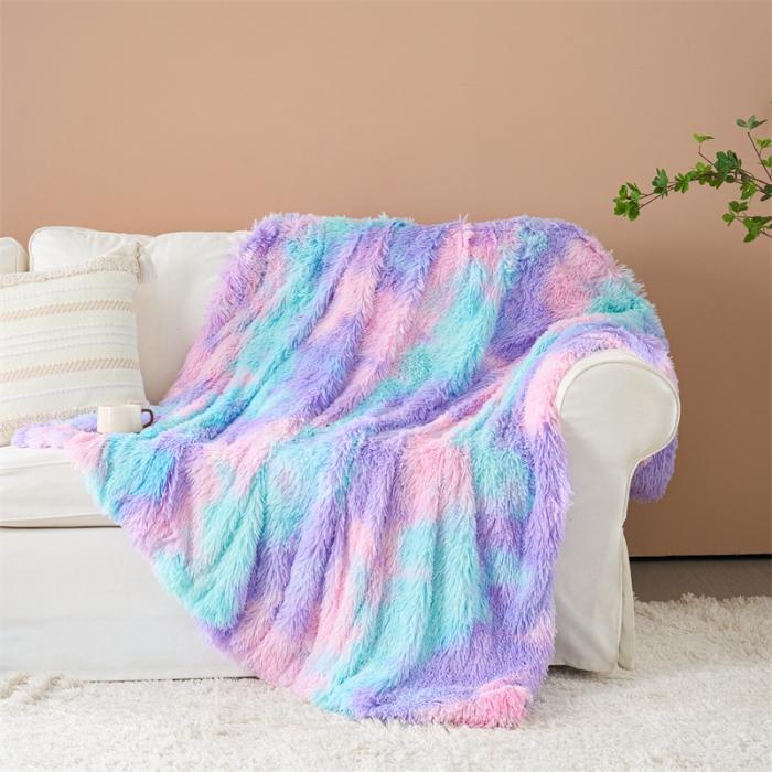 Новое универсальное однотонное одеяло из норки с плюшевой расцветкой тай-дай для четырех сезонов, сохраняющее тепло и комфорт