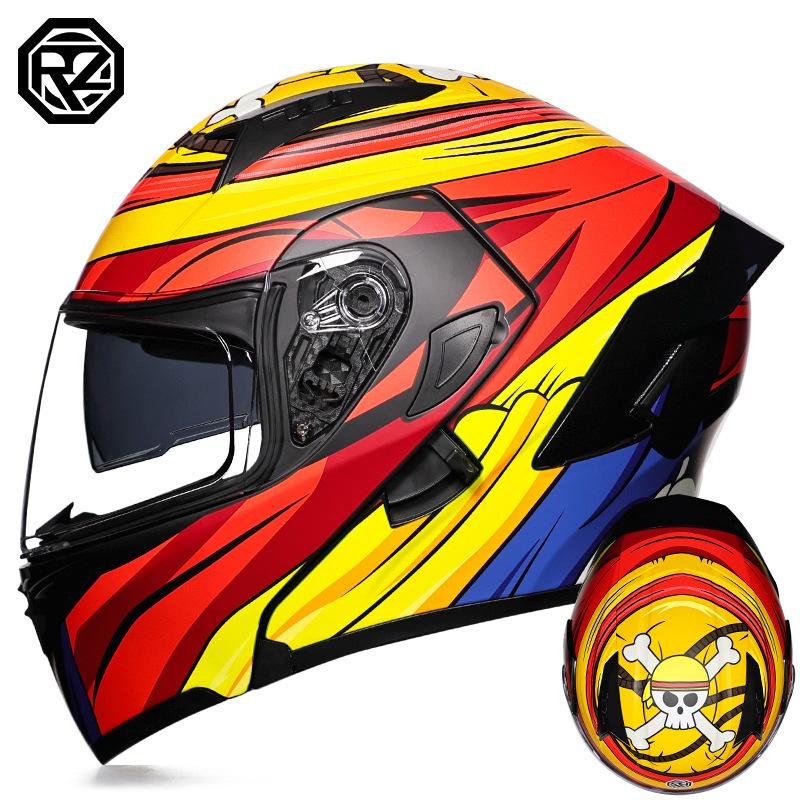 Motorcycle Helmets Men's and Women's Unveiling Helmets Full Helmets Tail Rider Bluetooth Locomotive Men's and Women's Winter Personality Electric