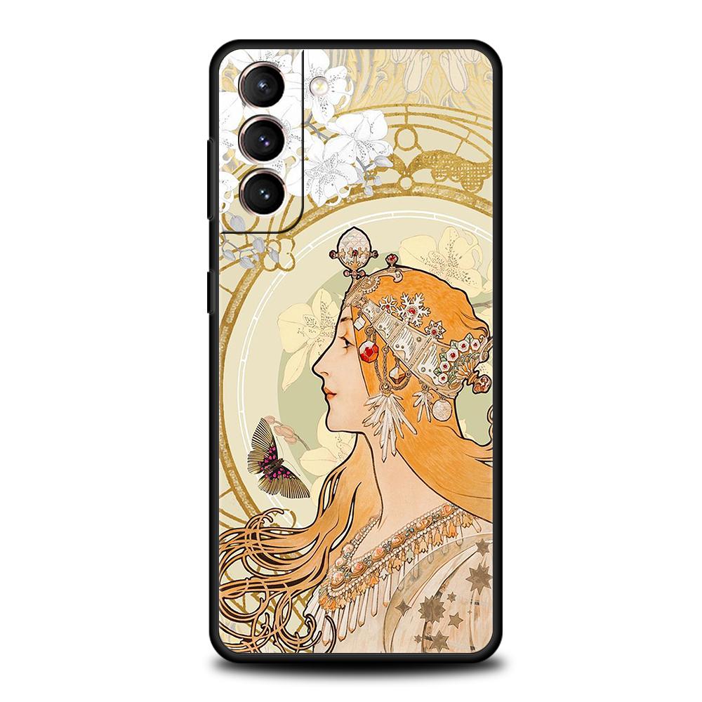 Чехол для телефона Samsung Galaxy S25/S24/S23/S22/S20/S21/FE/Ultra/S10/S10E/S9/Plus/5G Мягкий ТПУ Чехол Арт Постер АЛЬФОНС МУХА Сумки