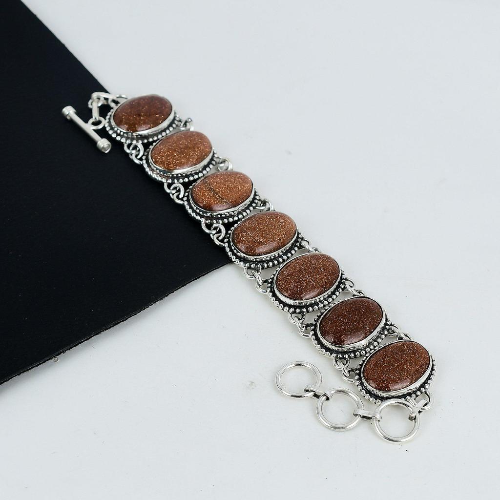 Red Sunstone Gemstone Handmade 925 Sterling Silver Bracelet, Red Sunstone Bracelet For Wife , Unisex Bracelet, Wadding Gift