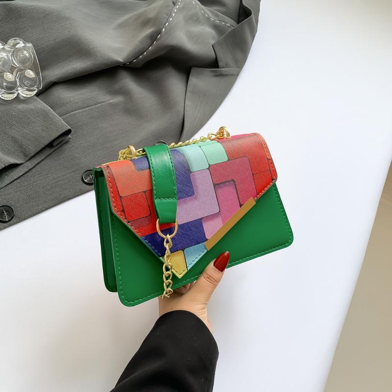 Персонализированная модная косая контрастная летняя новая модная цепочка простая ручная сумка через плечо на одно плечо маленькая квадратная сумка для женщин