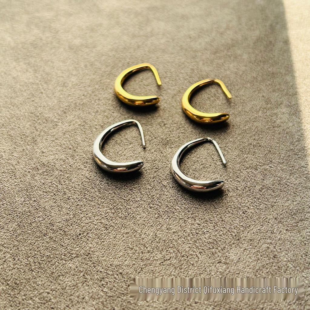 Золотые серьги-пусеты в стиле ретро с темпераментом для женщин - 2024 Весна/Лето Трендовый Легкая Роскошь Нишевый Дизайн