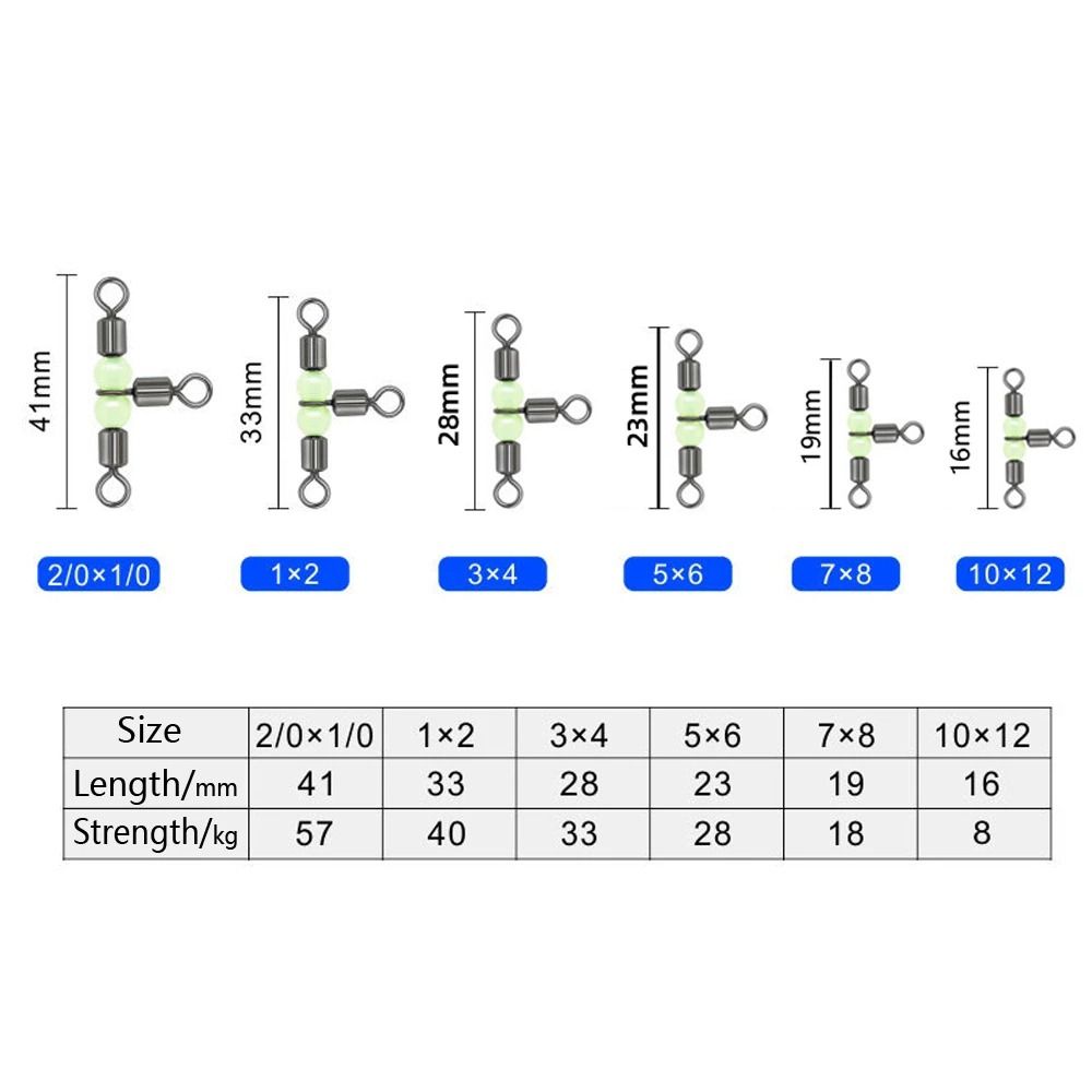 Connector Rolling Triple Fishing Connector Luminous Beads Solid Ring Fishing Tackle Fishing Swivel