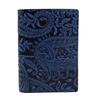 Baggy Port KOI Кожаный кошелек-половинка с узором пейсли, окрашенный индиго, кошелек-бифолд, ZYS-196, темно-синий