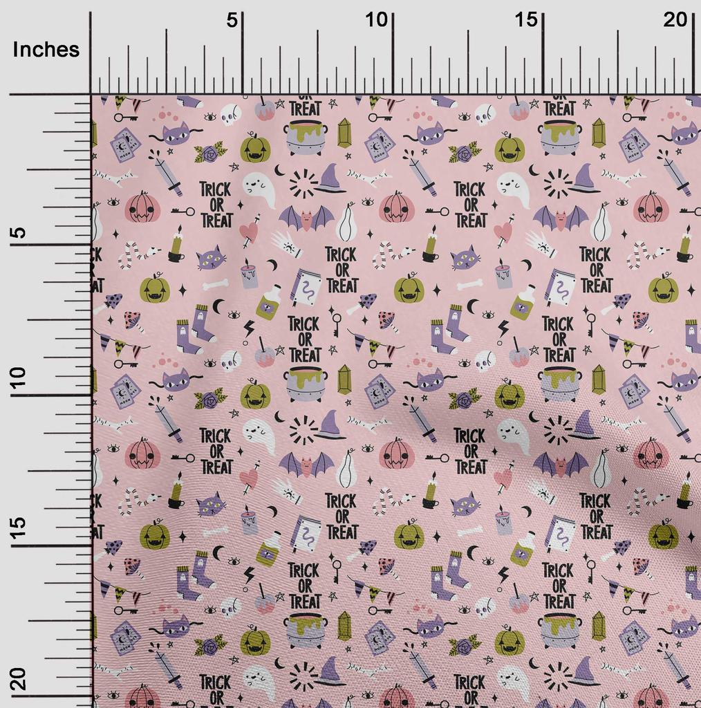 oneOone Cotton Flex Light Yellow Fabric Halloween Sewing Material Print Fabric By The Yard 40 Inch