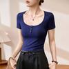 Короткая узкая рубашка Pure Hot Girl для женщин, летняя новая футболка с короткими рукавами и узким топом спереди на плече
