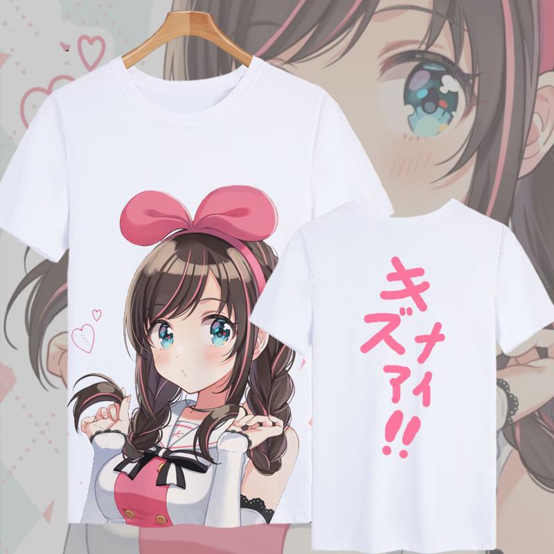 Kizuna AI Hololive VTuber Косплей Футболка 2025 Новая 3D Печать Кавайный Детский Аниме футболка Мужская/Женская Харадзюку Короткий Рукав Футболка Y2k Топ