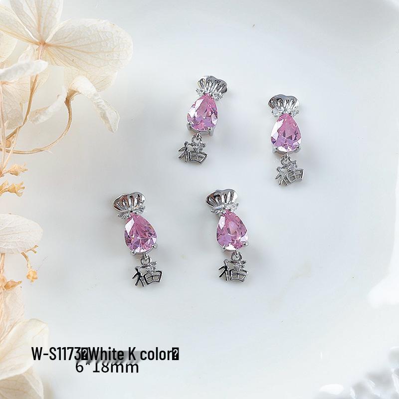 Новогодний маникюр: Роскошный подвеска-мешочек с цирконием и золотой инкрустацией из страз, носимые аксессуары для ногтей