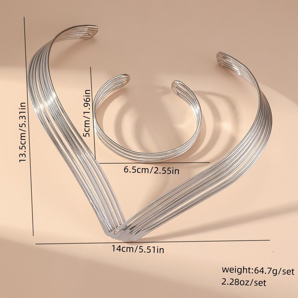 Европейский и американский преувеличенный витой геометрический комплект из ожерелья и браслета