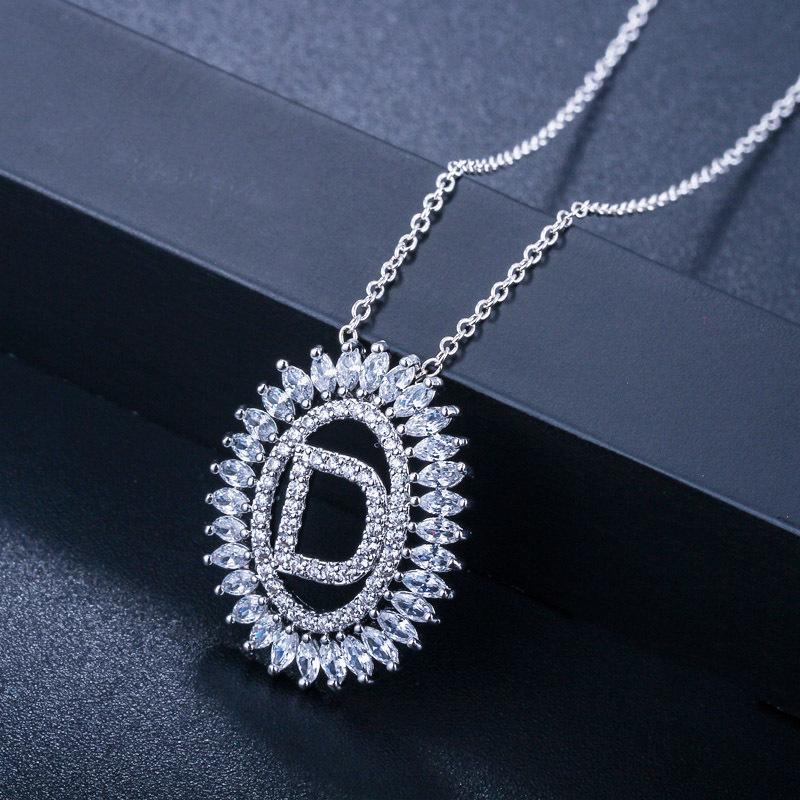 D0037 Ожерелье с буквой, Высококачественный циркон 3A, Персонализированная подвеска, Несколько вариантов.
