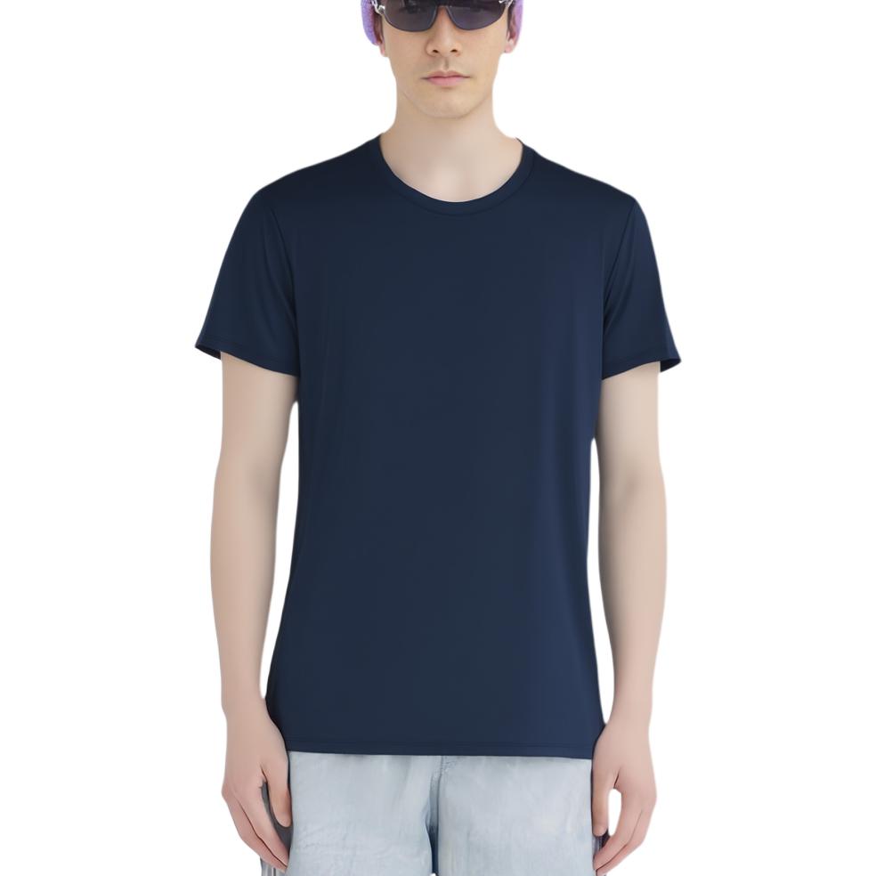 Uniqlo Мужская футболка с коротким рукавом и круглым вырезом, однотонная, серия Airism Mesh, охлаждающая, темно-синяя 464303-69