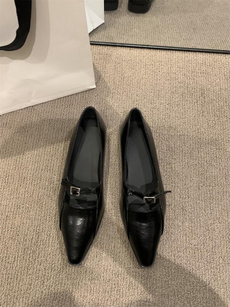 Коричневые заостренные одинарные туфли женские туфли весна и осень 2024 новые универсальные легкие туфли на одной педали с плоской подошвой