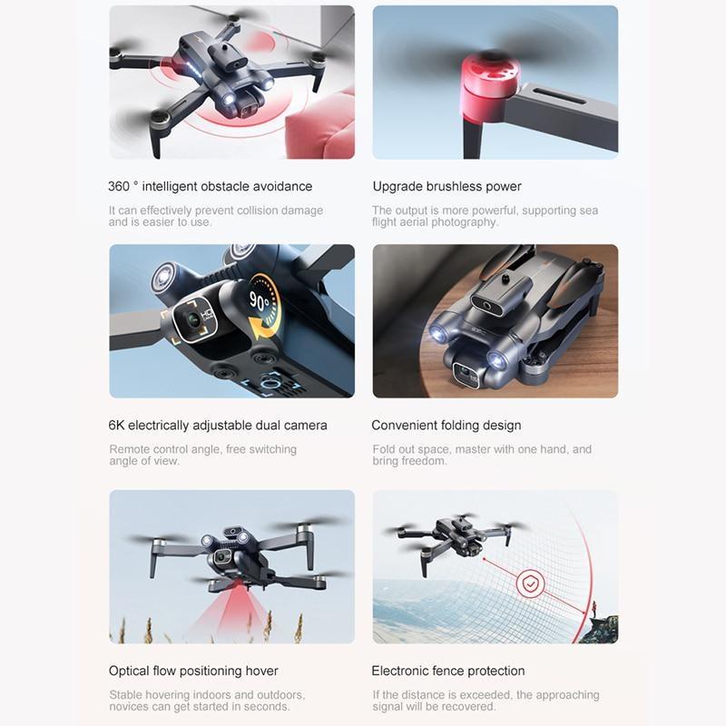 S1S Drone 4/6K HD Двойная камера WIFI FPV Бесщеточный радиоуправляемый дрон с оптическим потоком Складной квадрокоптер 3 км Четырехосный самолет с дистанционным управлением Дроны