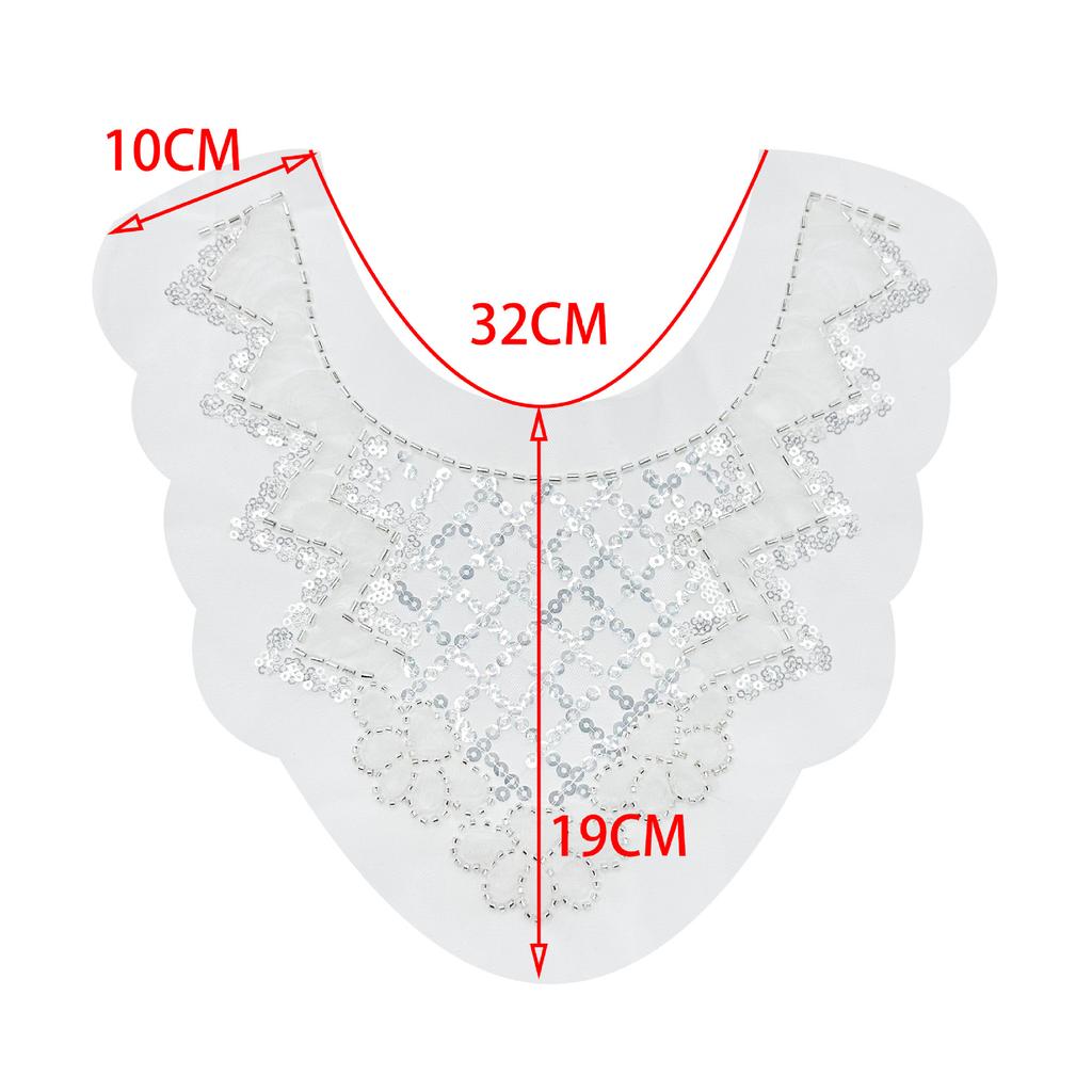 Белый бисерный воротник с пайетками, с планкой спереди, аксессуары, трехмерный кружевной воротник с цветком, декоративный вырез горловины, источник