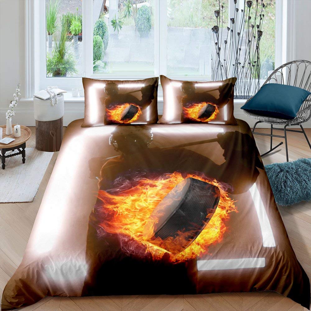 Комплект постельного белья с хоккейной шашкой для мальчиков, комплект постельного белья с изображением спортивных игр для детей, молодежи, взрослых, мужчин, зимний пододеяльник