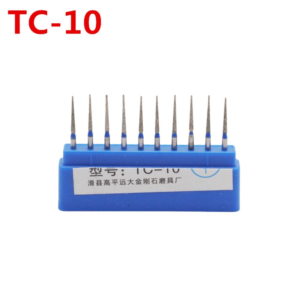 10Pcs/Box 1.6Mm Dental Drill Diamond Fg High Speed Burs Kit, Emery + Stainless Steel, For Polishing & Smoothing, Dentist Tools