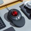 MCSaite Оптический проводной трекбол, совместим с мышью, USB, 5-кнопочный, Подключение, ПК/Mac, Черный/Красный