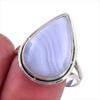 Natural Blue Lace Agate Gemstone 925 Solid Sterling Silver Gift Ring S.10 F3y23