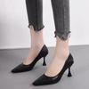 Женская Мода Туфли на Тонком Каблуке Осень Новые Остроносые С Мелким Вырезом Слипоны Темперамент Высокий Каблук Туфли с Низким Верхом
