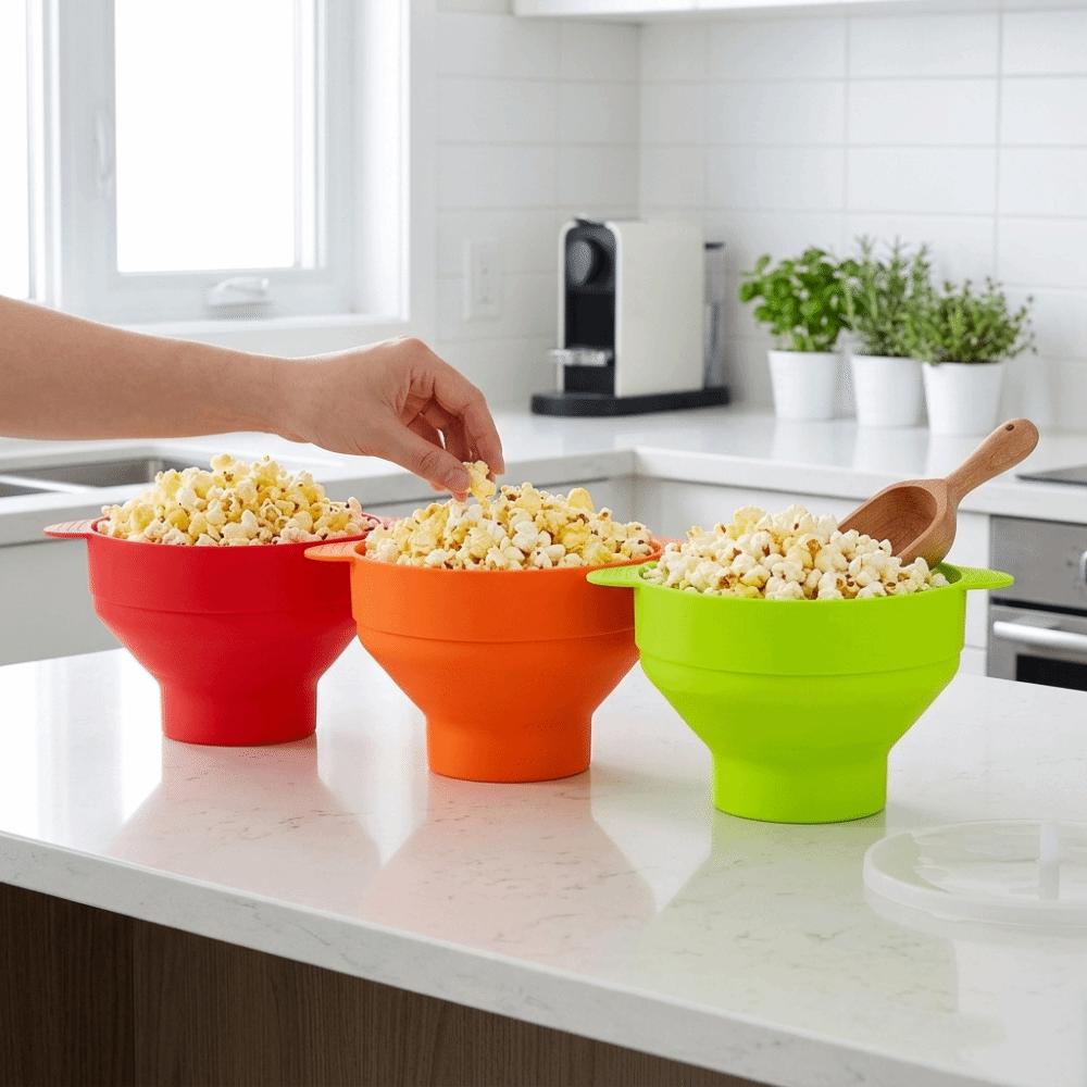 Round Snack Storage Pail Collapsible Fold Popcorn Holder Non-toxic Snack Tub Party