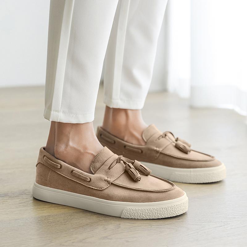 Модные итальянские лоферы из плоской замши, мужская повседневная обувь для отдыха, новый дизайн, повседневные слипоны, универсальные мокасины для вождения