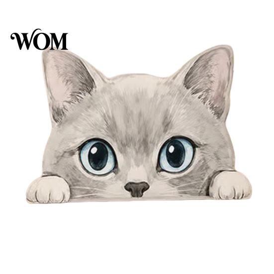 Cute Cat Theme Room Decor Shelf Sitter Ornament, Wooden Peeking Kitten Figurine, Modern Home Soft Decoration 2D Flat Decorative Statue for Desktops