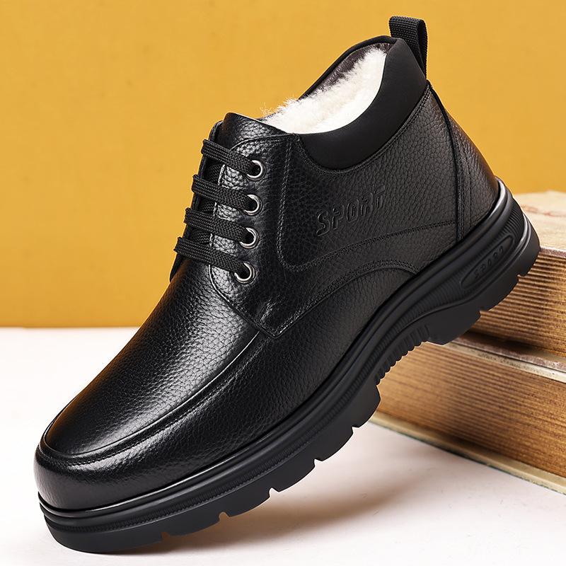 Хлопковые туфли мужские теплые зимние бархатные утолщенные высокие формальные повседневные мужские туфли для пап среднего и пожилого возраста