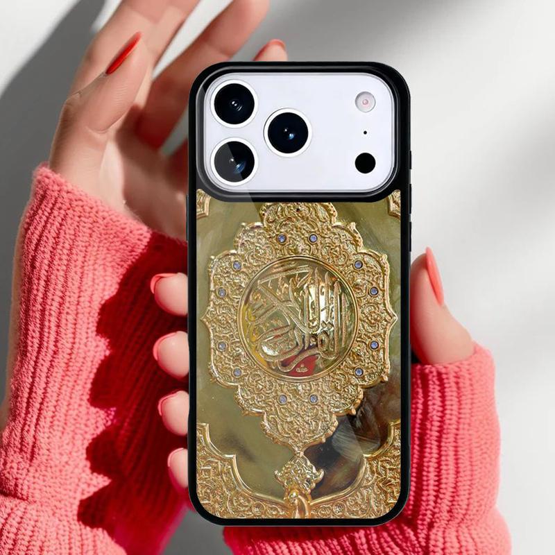 Оригинальный кожаный чехол с тиснением Корана для iPhone 17 16 15 14 13 Pro Max Задняя крышка для 12 11 Pro Coque
